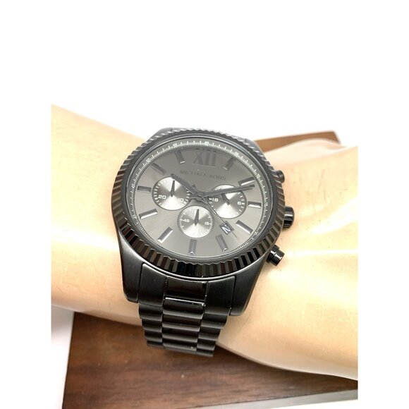 Michael Kors Mens Watch MK9154 Quartz Chronograph Black Gunmetal Stainless Steel - Picture 5 of 14